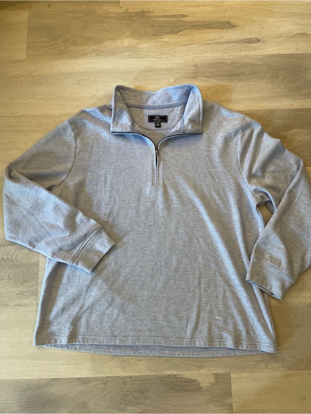 Magaschoni Blue Stripe Quarter Zip Pull Over ~ XL
